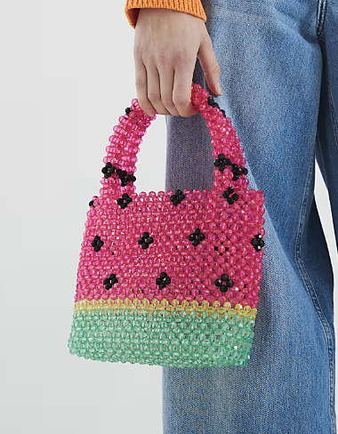 Red Premium Red Sauce Beaded Clutch Bag River Island